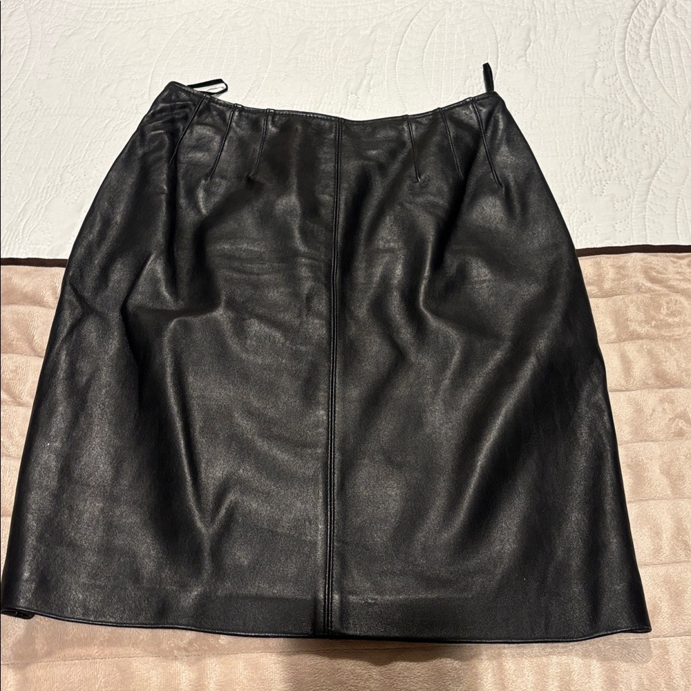 TANNERY WEST HIGH WAISTED LEATHER PENCIL SKIRT 10